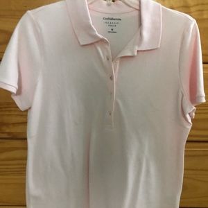Pink collared short sleeve shirt